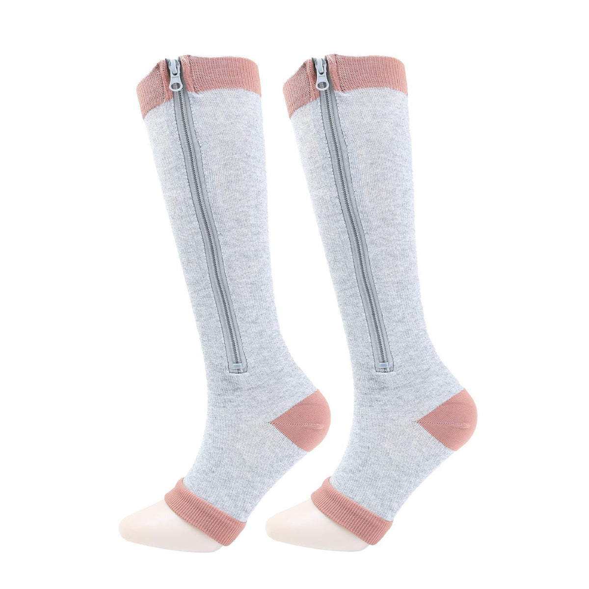 EazyZip Compression Socks – Grey & Pink